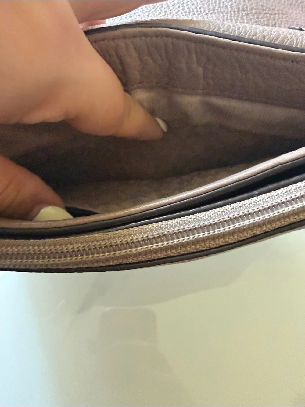 Michael Kors Taupe Leather Crossbody with Gold Hardware